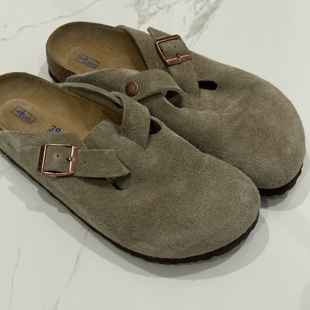 Birkenstock Taupe Soft Footbed Clogs